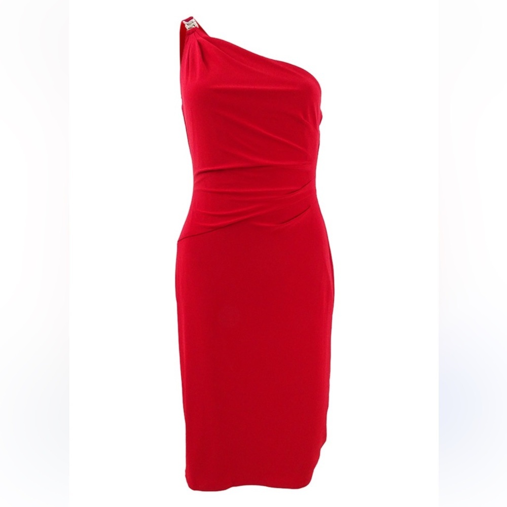 Ralph Lauren Vibrant Red One-Shoulder Dress 12 Cocktail Evening
